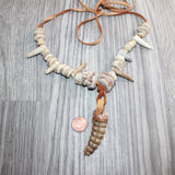 Rattlesnake Rattle  Plus Antler Beads Necklace  #25669