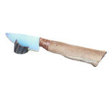 Hair-on Deer Bone Handle Opalite Blade Ornamental Knife #09369