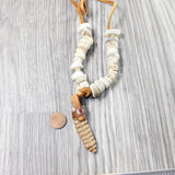Very Large Rattlesnake Rattle Plus Antler Beads  Necklace  #4250    Mountain Man Necklace