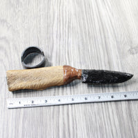 Hair-on Deer Bone Handle Obsidian Blade Ornamental Knife #7250  Mountain Man Knife