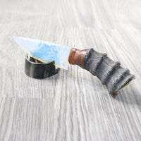 Springbok Horn Handle Opalite Blade Ornamental Knife #6250     Mountain Man Knife