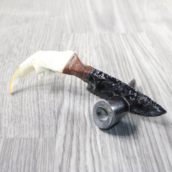 Beaver Jaw Handle Obsidian Blade Ornamental Knife #1250  Mountain Man Knife