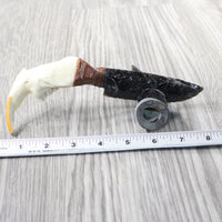Beaver Jaw Handle Obsidian Blade Ornamental Knife #1250  Mountain Man Knife