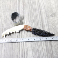Coyote Jaw Handle Obsidian Blade Ornamental Knife #1350  Mountain Man Knife