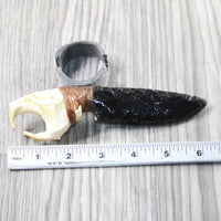 Muskrat Skull Handle Obsidian Blade Ornamental Knife #0350  Mountain Man Knife