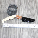 Fox Jaw Handle Obsidian  Blade Ornamental Knife #03369