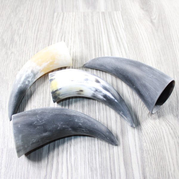 4 Small Raw Unfinished Cow Horns #264-1 Natural Colored