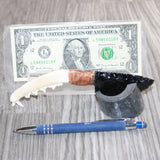 Fox Jaw Handle Obsidian  Blade Ornamental Knife #03369