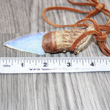 Antler Crown Handle Opalite  Blade Knife Necklace  # 16969
