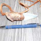 Antler Crown Handle Opalite  Blade Knife Necklace  # 16969