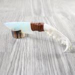 Coyote Jaw Handle Opalite Blade Ornamental Knife #0350     Mountain Man Knife