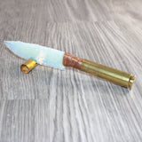 50 Cal Shell Casing Handle Opalite Blade Ornamental Knife #23369