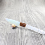 Selenite Spiral Handle Opalite Blade Ornamental Knife #8350     Mountain Man Knife
