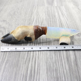 Deer Foot Handle Opalite Blade Ornamental Knife #7450     Mountain Man Knife