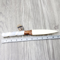 Selenite Spiral Handle Bone Blade Ornamental Knife #374-1 Mountain Man Knife z