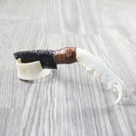 Coyote Jaw Handle Obsidian Blade Ornamental Knife #0450  Mountain Man Knife