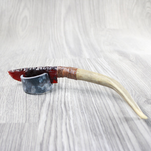 Deer Antler Handle Glass Blade Ornamental Knife #294-1 Mountain Man Knife z