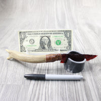 Deer Antler Handle Glass Blade Ornamental Knife #294-1 Mountain Man Knife z