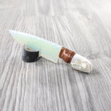 Mink Skull Handle Opalite Blade Ornamental Knife #7450     Mountain Man Knife