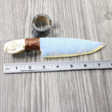 Mink Skull Handle Opalite Blade Ornamental Knife #7450     Mountain Man Knife