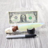 Mink Skull Handle Opalite Blade Ornamental Knife #7450     Mountain Man Knife