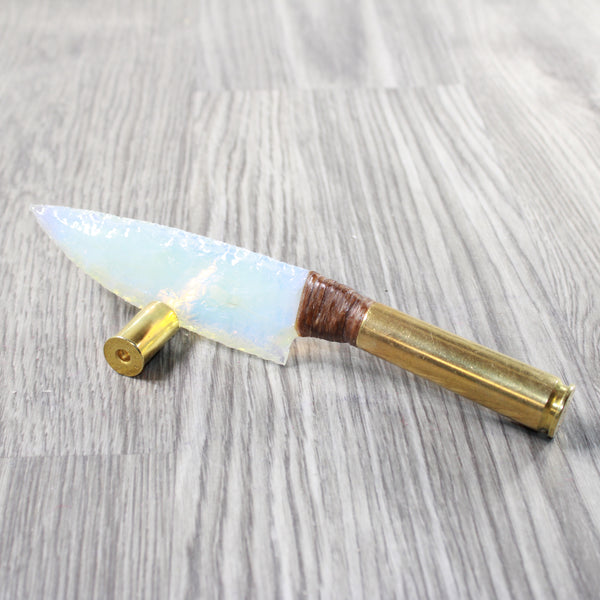 50 Cal Shell Handle Opalite Blade Ornamental Knife #7550     Mountain Man Knife