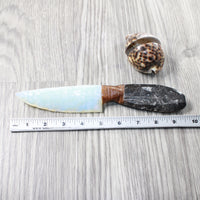 Orthoceras Fossil Handle Opalite Blade Ornamental Knife #8550     Mountain Man Knife
