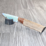 Hair-on Deer Bone Handle Opalite Blade Ornamental Knife #09169