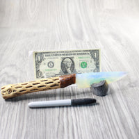 Cholla Cactus Wood Handle Opalite Blade Ornamental Knife #7550     Mountain Man Knife