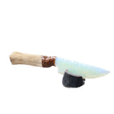 Hair-on Deer Bone Handle Opalite Blade Ornamental Knife #0650     Mountain Man Knife