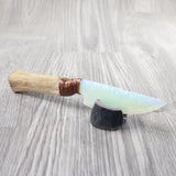Hair-on Deer Bone Handle Opalite Blade Ornamental Knife #0650     Mountain Man Knife