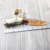 Coyote Foot Handle Glass Blade Ornamental Knife #1750    Mountain Man Knife