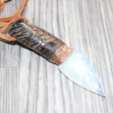 Goat Horn Handle  Opalite Blade Knife Necklace  # 13469