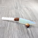 Selenite Spiral Handle Opalite Blade Ornamental Knife #0850     Mountain Man Knife
