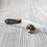 Orthoceras Fossil Handle Opalite Blade Ornamental Knife #0950     Mountain Man Knife