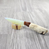 Coyote Foot Handle Opalite Blade Ornamental Knife #9950     Mountain Man Knife