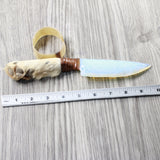 Coyote Foot Handle Opalite Blade Ornamental Knife #9950     Mountain Man Knife