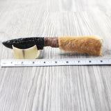 Hair-on Coyote Bone Handle Obsidian Blade Ornamental Knife #0050  Mountain Man Knife