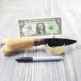 Hair-on Coyote Bone Handle Obsidian Blade Ornamental Knife #0050  Mountain Man Knife