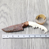 Coyote Jaw Handle Stone Blade Ornamental Knife #815n    Mountain Man Knife