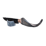 Goat Horn Handle Obsidian  Blade Ornamental Knife # 22569