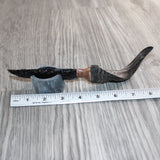 Goat Horn Handle Obsidian  Blade Ornamental Knife # 22569