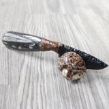 Orthoceras Fossil Handle Obsidian Blade Ornamental Knife #815n  Mountain Man Knife