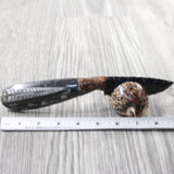 Orthoceras Fossil Handle Obsidian Blade Ornamental Knife #815n  Mountain Man Knife