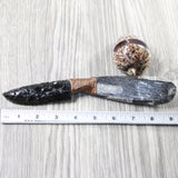 Orthoceras Fossil Handle Obsidian Blade Ornamental Knife #815n  Mountain Man Knife