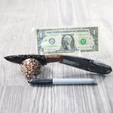 Orthoceras Fossil Handle Obsidian Blade Ornamental Knife #815n  Mountain Man Knife