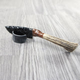 Elk Antler Handle Obsidian Blade Ornamental Knife #815n  Mountain Man Knife