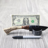 Elk Antler Handle Obsidian Blade Ornamental Knife #815n  Mountain Man Knife