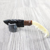 Fox Jaw Handle Obsidian Blade Ornamental Knife #815n  Mountain Man Knife