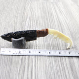 Fox Jaw Handle Obsidian Blade Ornamental Knife #815n  Mountain Man Knife